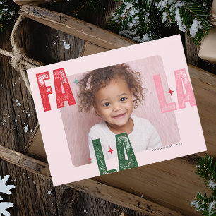 Carte Postale Fa La Christmas Photo Rose et rouge