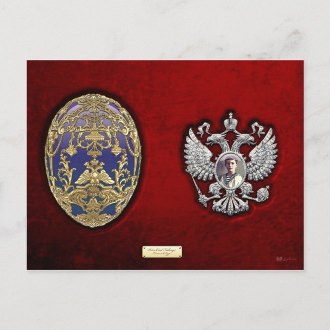 Carte Postale Faberge Oeuf Tsarevich avec surprise sur Velvet ro (Devant)