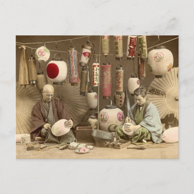 Carte Postale Fabricants Japonais de Lanternes en Papier, Photo  (Devant)