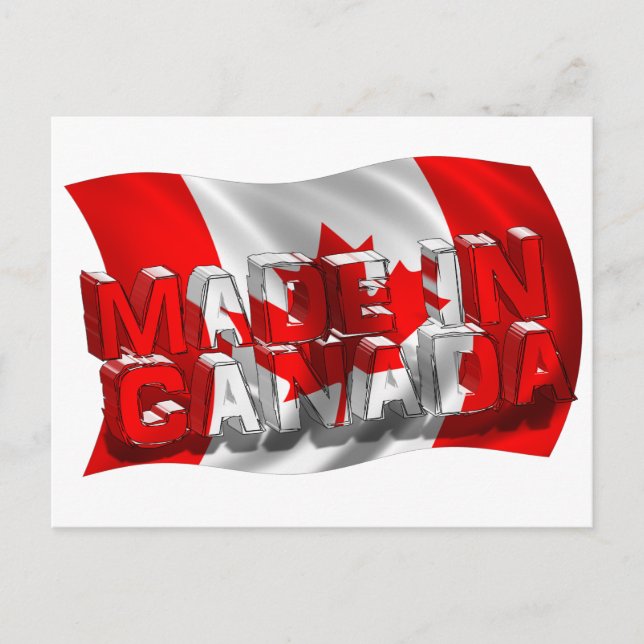 Carte Postale Fabriqué au Canada (Arrière - plan du drapeau) (Devant)