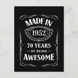 Carte Postale Fabriqué en 1952 70 ans d'être génial anniversaire