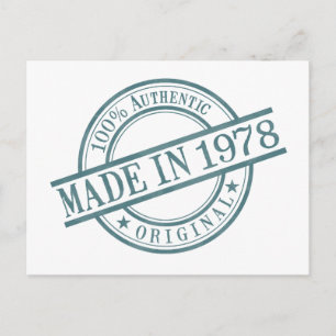 Carte Postale Fabriqué en 1978 Logo de tampon en caoutchouc rond