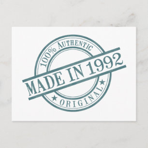 Carte Postale Fabriqué en 1992 Logo de tampon en caoutchouc rond