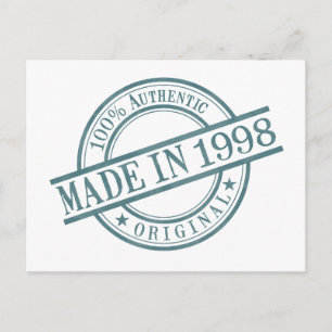 Carte Postale Fabriqué en 1998 Logo de tampon en caoutchouc rond
