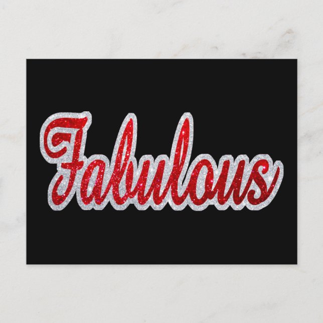 Carte Postale Fabuleux - Paillettes Rouge et Argent (Devant)