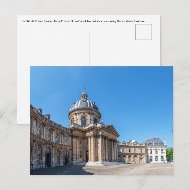 Carte Postale Façade de l'Institut de France - Paris, France (Devant / Derrière)
