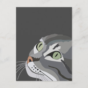 Carte Postale Face de chat gris