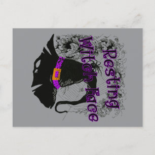 Carte Postale Face de sorcière de repos - Halloween Spider Web
