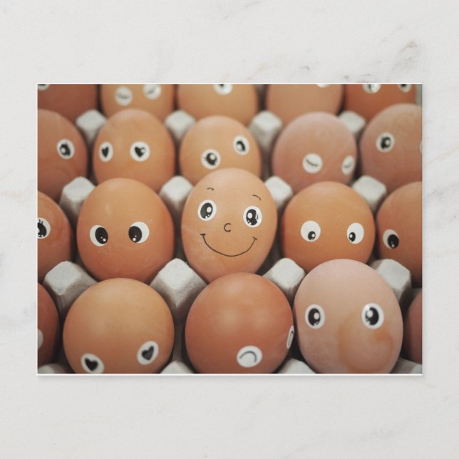 Carte Postale Faces d'oeuf amusant - Petit déjeuner Alimentation (Devant)