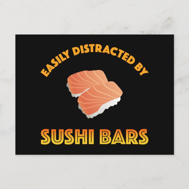 Carte Postale Facilement Distrait Par Les Bars À Sushi (Devant)