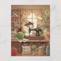 Facilement Distrait Par Les Chats Et La Couture -