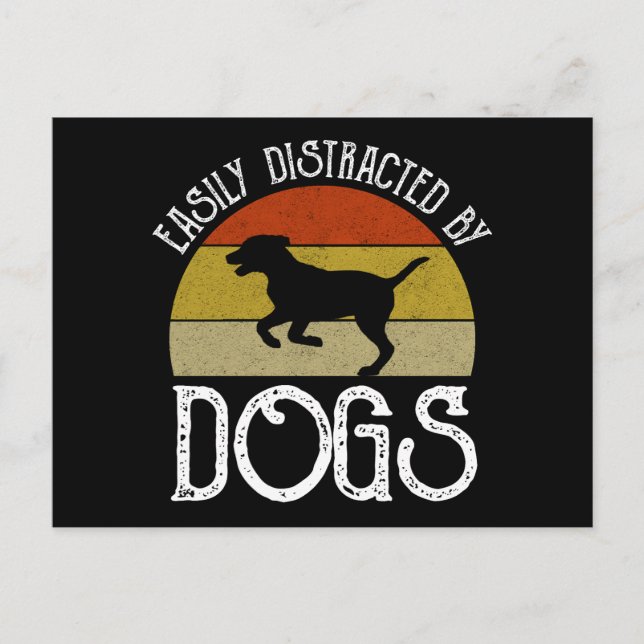 Carte Postale Facilement Distrait Par Les Chiens (Devant)