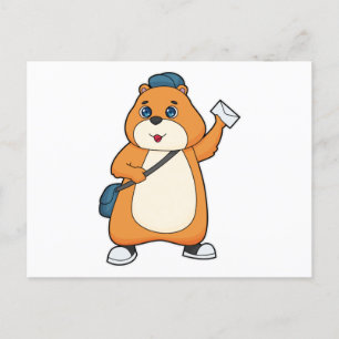 Carte Postale Facteur hamster lettre