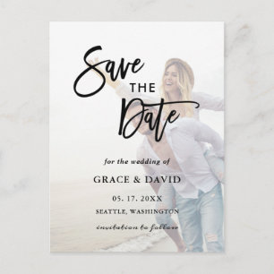 Carte Postale Faded Photo Wedding Enregistrer la date