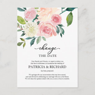 Carte Postale Faire changer la date Blush Floral Report de maria