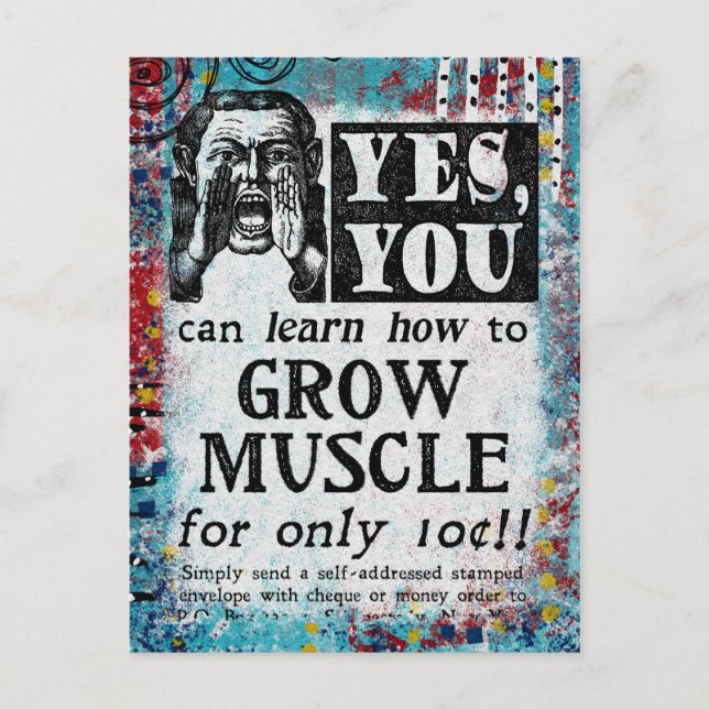 Carte Postale Faire de la Musculation - Drôle de Publicité Vinta (Devant)
