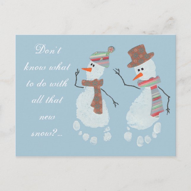 Carte Postale Faire de nouveaux amis de neige - Empreinte bébé S (Devant)