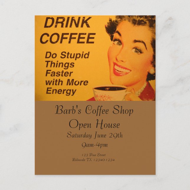 Carte Postale Faire Des Choses Stupides Café Plus Rapide (Devant)