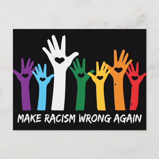 Carte Postale Faire du racisme de mauvaises mains de coeur (Devant)