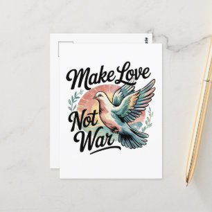 Carte Postale Faire l'amour pas la guerre Aquarelle Dove