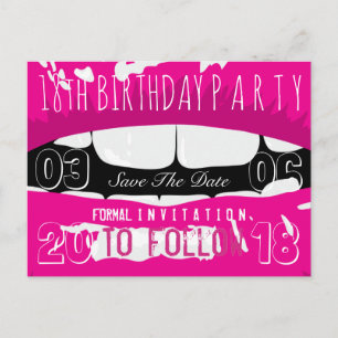 Carte Postale Faire-part 18ème Anniversaire Fête Enregistrer La Date Hot Ro