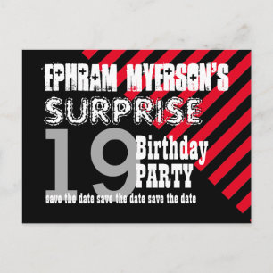 Carte Postale Faire-part 19e ADO Anniversaire surprise Enregistrer la date 
