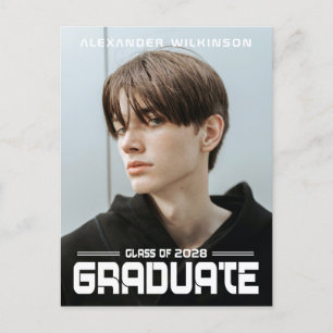 Carte Postale Faire-part 2022 Moderne Gras Script noir blanc de photo Grad