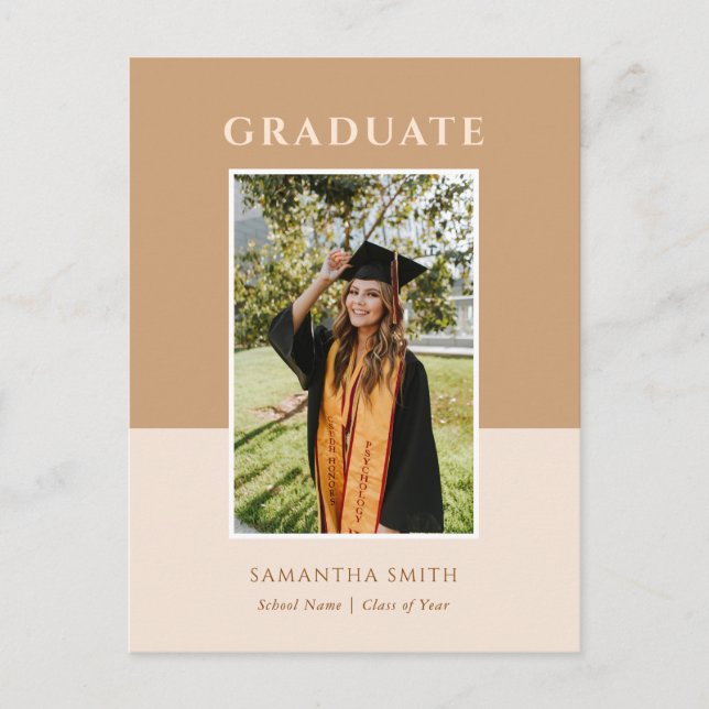 Carte Postale Faire-part 2023 Gold Modern Script Simple Photo Graduation (Devant)