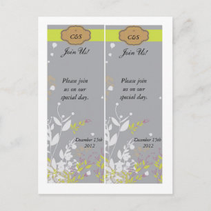 Carte Postale Faire-part 2 Brown et gris floral Enregistrer la date Signets
