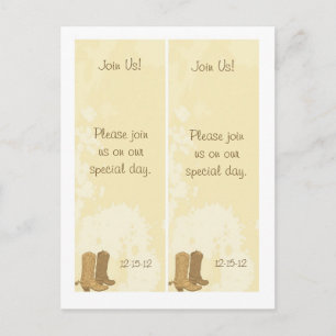 Carte Postale Faire-part 2 Mariage Cowboy Signet de date de sauvegarde
