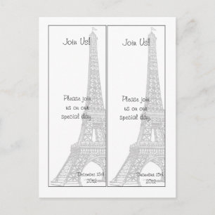 Carte Postale Faire-part 2 Mariages à Paris Enregistrer la date Signet