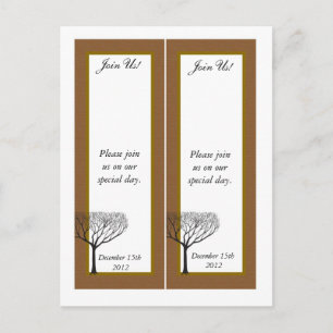 Carte Postale Faire-part 2 marque-pages pour mariage avec arbre d'automne "
