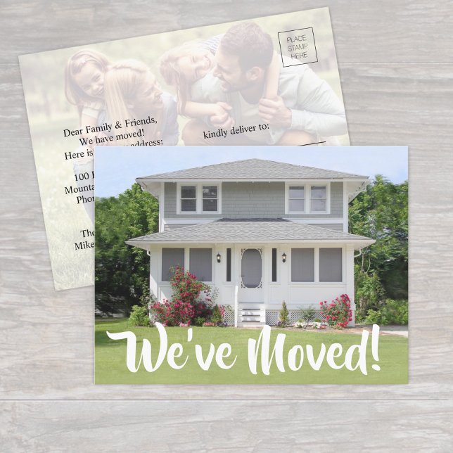 Carte Postale Faire-part 2 Photo Nous avons déplacé Script Nouveau changeme (Créateur téléchargé)