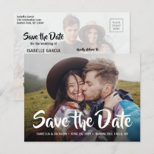 Carte Postale Faire-part 2 Photo Stylish Calligraphie Mariage Enregistrer l