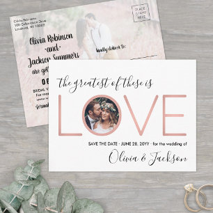 Carte Postale Faire-part 2 Photos Corinthiens Amour Mariage Économisez la D
