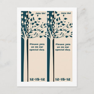 Carte Postale Faire-part 2 Signets de marine/Creme Tree Enregistrer la date