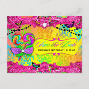 Carte Postale Faire-part 311 CANDY Wonderland Rose Sweet 16 Enregistrer la