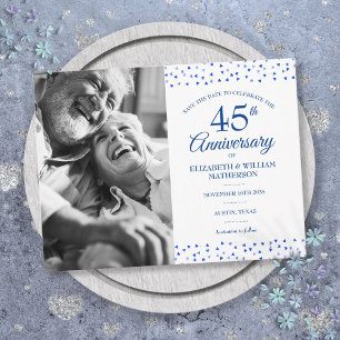 Carte Postale Faire-part 45e 65e anniversaire Coeurs Enregistrer la photo d
