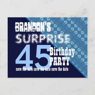 Carte Postale Faire-part 45e anniversaire surprise Sauvez la date Diagonal 