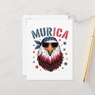 Carte Postale Faire-part 4 juillet Patriotique Drôle Aigle USA