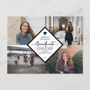 Carte Postale Faire-part 4 photo collage graduation moderne élégant script