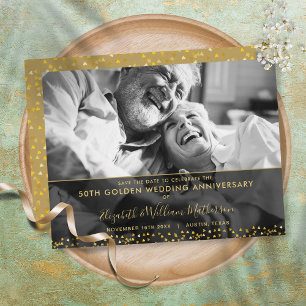 Carte Postale Faire-part 50e anniversaire d'or Enregistrer la photo de la d