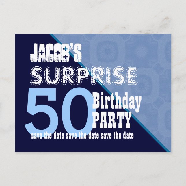 Carte Postale Faire-part 50e Anniversaire Surprise Enregistrez la Date W001 (Devant)