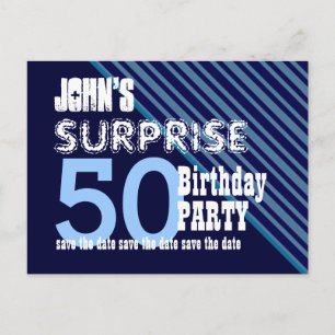Carte Postale Faire-part 50e Anniversaire Surprise Save the Date Diagonal V