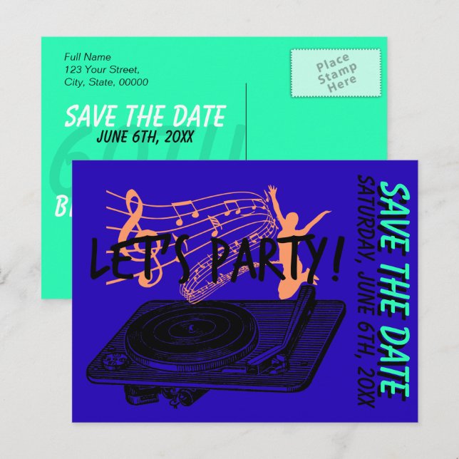 Carte Postale Faire-part 60e Anniversaire 60 ans Faisons la fête Enregistre (Devant / Derrière)