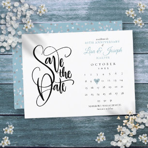 Carte Postale Faire-part 60e anniversaire Enregistrer la date Calendrier ca
