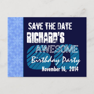 Carte Postale Faire-part 60e Anniversaire Enregistrer la date motif bleu