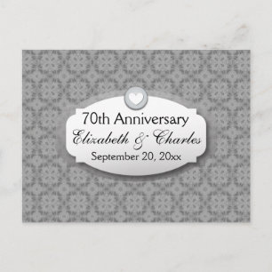 Carte Postale Faire-part 70e anniversaire du Mariage Platinum Z03