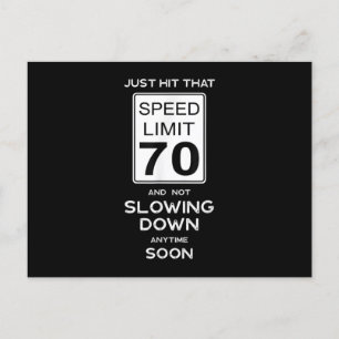 Carte Postale Faire-part 70e anniversaire Speed Limit Signal Auto Mécanic C