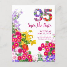 95e anniversaire floral moderne Save The Date
